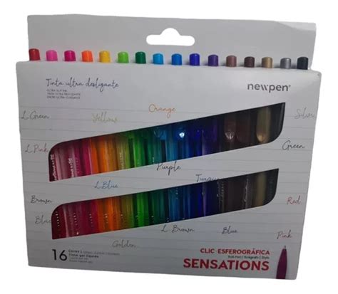 Kit 16 Canetas Coloridas Sensations Newpen Gel 1 0mm Cores