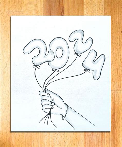 How To Draw A Girl Hand With Balloons New Year 2024 Drawing Pencil