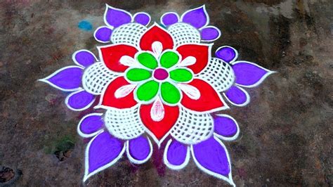 New Year Simple Colour Kolam Margazhi Madham Kolam Pongal