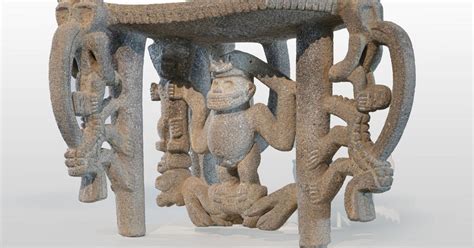 Ceremonial Grindstone Displays Carved Animals At Noma Arts