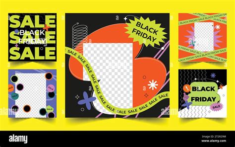 Flat Black Friday Banners Set Design Vector Illustration Stock Vector