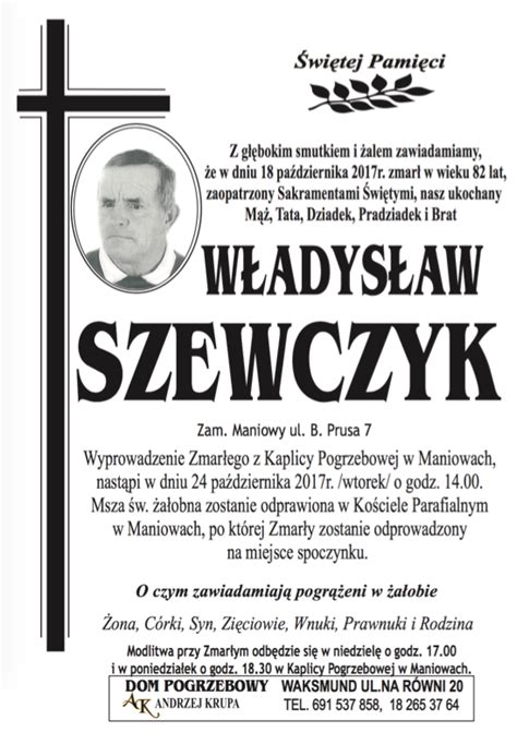 Władysław Szewczyk Nekrologi podhale24 pl