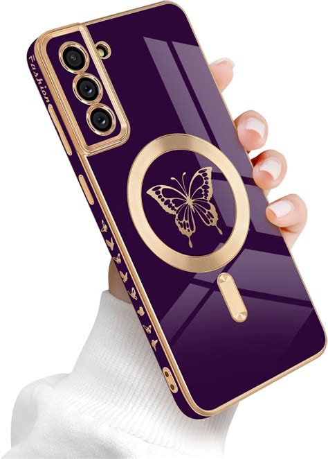 Newseego For Samsung Galaxy S21 Plus 5g Magnetic Case Cute Butterfly Plating Edge