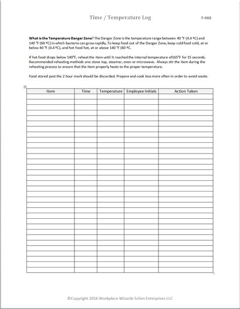 Effortless Printable Food Temperature Log | Tristan Website