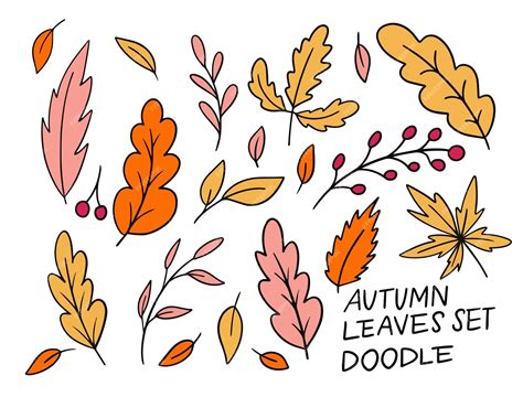 Premium Vector Collection Of Autumn Leaves Doodle