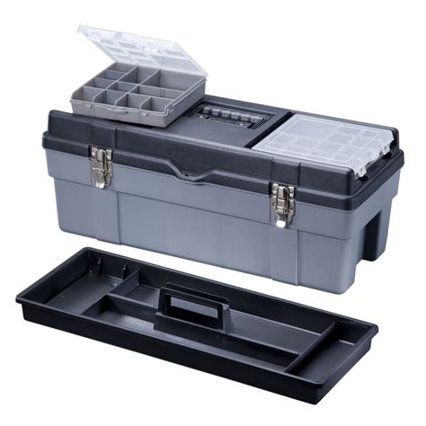 Stack On 26 Inch Plastic Heavy Duty Tool Box Deluxe Lid Storage In