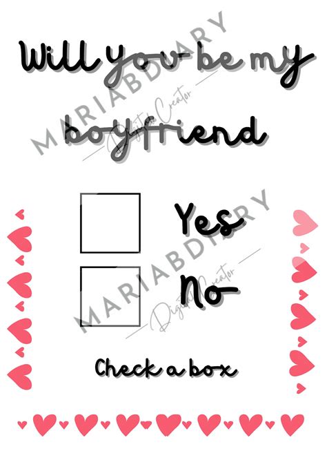 Will You Be My Boyfriend Digital Download Card Greeting Card Friend Etsy