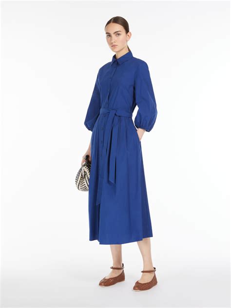 Max Mara Cotton Poplin Dress In Blue Modesens