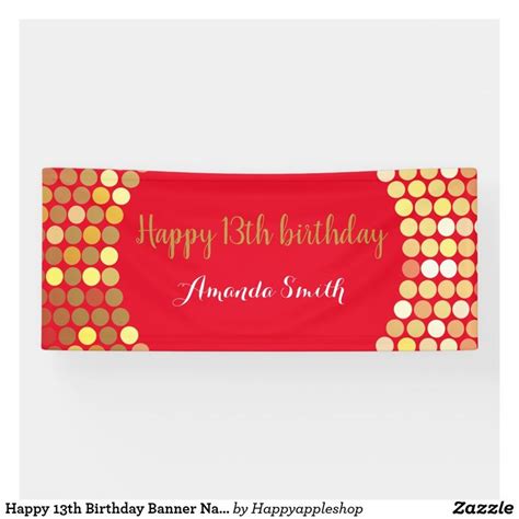 Happy 13th Birthday Banner Navy Blue Gold Glitter | Zazzle | Birthday ...