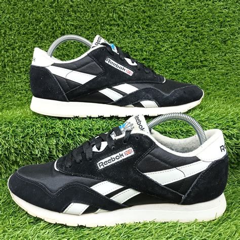 Reebok Classic Nylon Black Suede White Trainers Depop