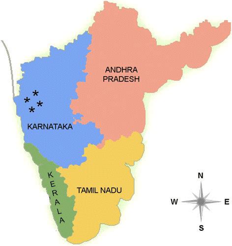 Geographic map of South India: Map shows the Southern region of India.... | Download Scientific ...