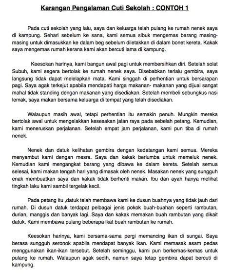 Contoh Karangan Pengalaman Bercuti Di Kampung Tahun Jawi Bercuti Di