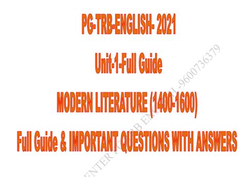 PG TRB ENGLISH UNIT 1 Full Guide And QUESTIONS WITH ANSWERS 230 Pages