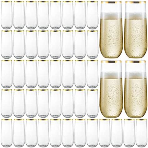 Amazon Eventpartener Pack Plastic Stemless Champagne Flutes