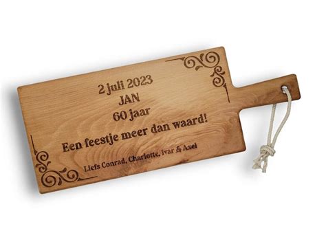 Gepersonaliseerde Tapasplank Met Handvat Hout Beuken Handgemaakt