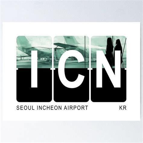 Seoul Incheon Airport South Korea ICN IATA-code White Poster, 8x12