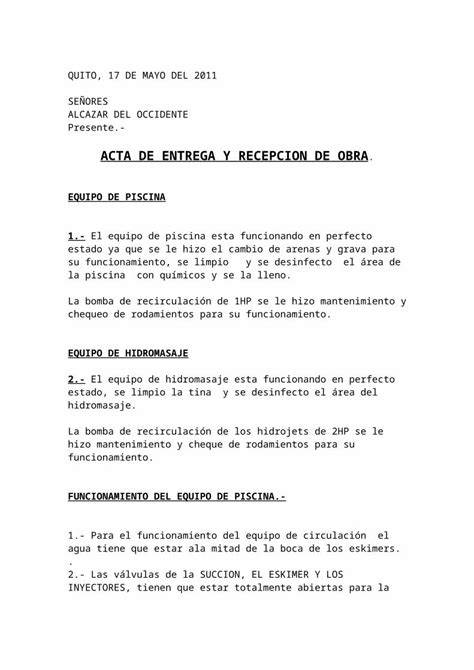 DOC Acta De Entrega Y Recepcion De Obra DOKUMEN TIPS