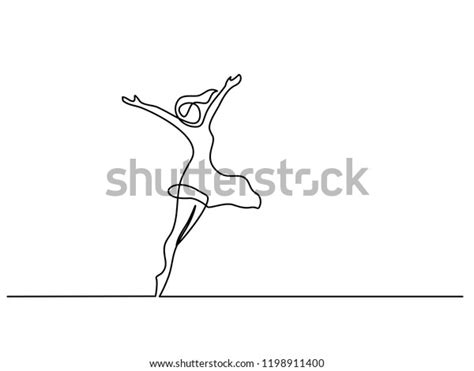 Continuous One Line Drawing Happy Woman Stock Vector Royalty Free