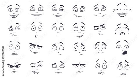 Facial Expression Flat Vector Illustration Set Happy Laughing