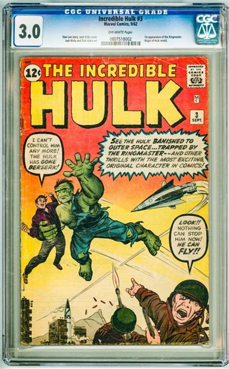 The Incredible Hulk 3 1962 CGC 3 0 OW Pages 1st App Of The