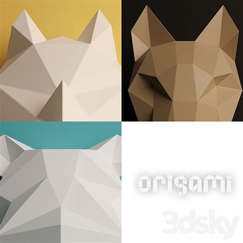 Polygonal Origami Trophy Set 2 Sculpture 3D Model