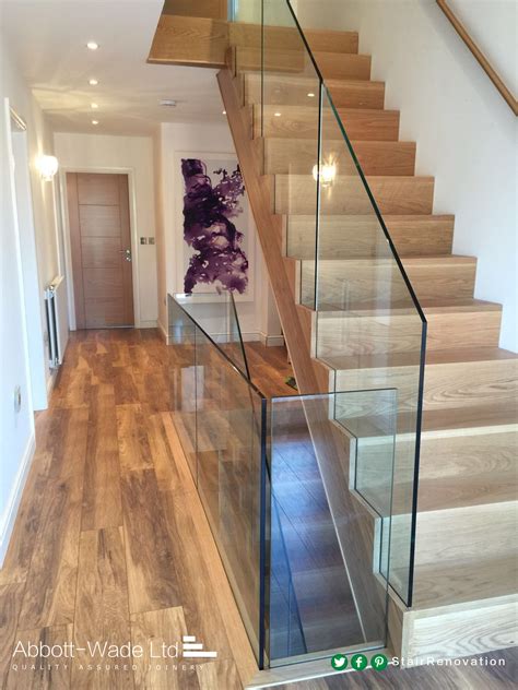 New Oak Flight With Frameless Glass Balustrade Stairs Design Modern