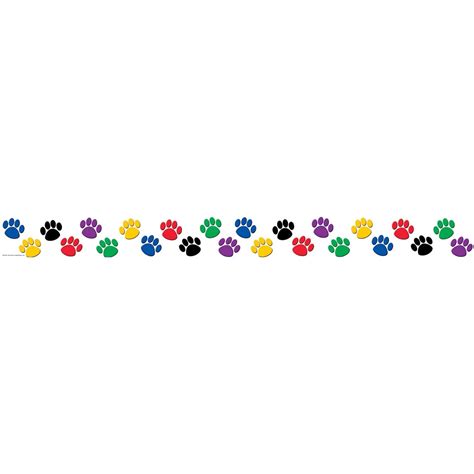 Colorful Paw Print Border