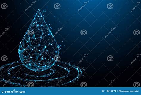 Water Drop Form Lines Triangles And Particle Style Design Stock