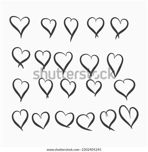 Set Nine Hand Drawn Heart Handdrawn Stock Vector Royalty Free