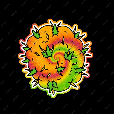 Tie Dye Psicodélico Surrealista Brote De Hierbavector Atadoye Logo De Ilustración De Dibujos