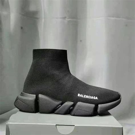 Balenciaga Speed 2 0 Monocolor Recycled Knit Sneaker In Black