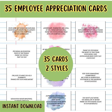 Employee Appreciation Cards Printable Coworker Gift Card Employee ...