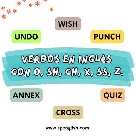 Verbos en inglés que teminen con O, SH, CH, X, SS, y Z.
