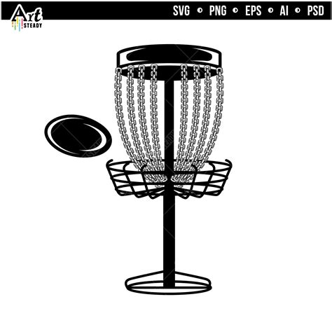 Disc Golf Svg Files Cool Disc Golf Basket And Disc Drawing Art Discgolf