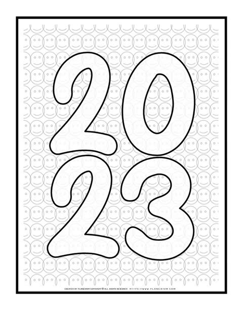 2023 Coloring Page Planerium New Year Printables Free Printables