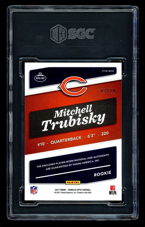 Panini Donruss Optic Mitchell Trubisky Rookie Patch Auto Sgc