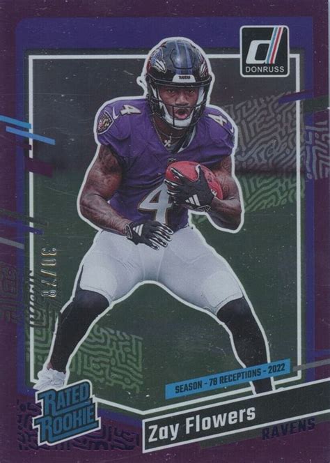 Zay Flowers 2023 Donruss #307 Season Stat Line (/78) Price Guide ...