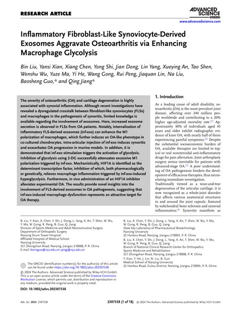 Pdf Inflammatory Fibroblast‐like Synoviocyte‐derived Exosomes