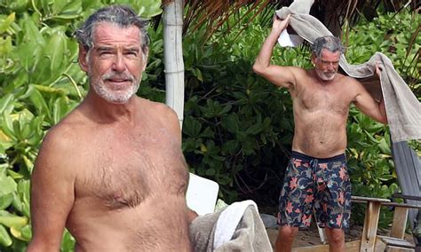 Shirtless Pierce Brosnan 67 Relaxes On Hawaii Beach Daily Mail Online