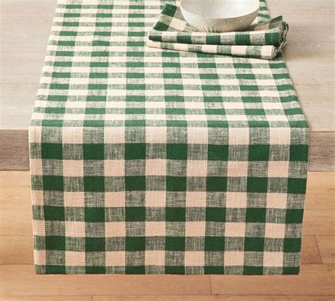 Dalton Check Yarn Dyed Cotton Linen Table Runner Pottery Barn