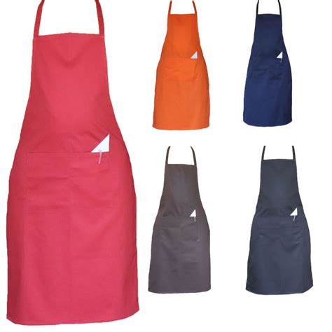 Full Apron Solid Color Front Pockets Chefs Aprons Chef Wear Work