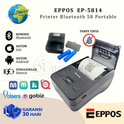 Jual Eppos Ep Mobile Printer Thermal Bluetooth Mm Mini Thermal