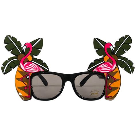 Veil Entertainment Palm Tree And Pink Flamingo Shades Sunglasses Black