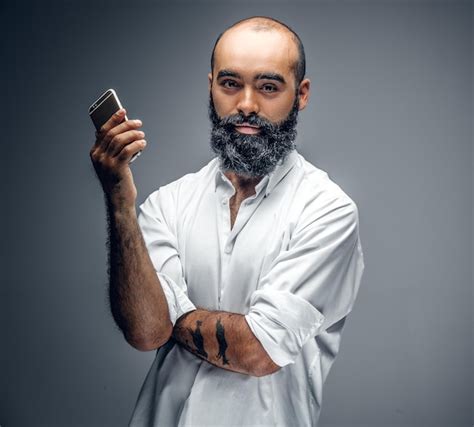 Premium Photo Portrait Of Bearded Mix Race Male In A White Shirt