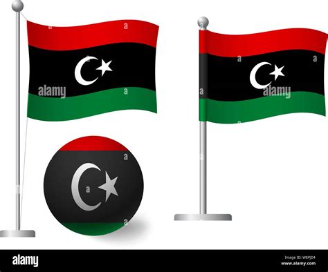 Libya Flag On Pole And Ball Metal Flagpole National Flag Of Libya