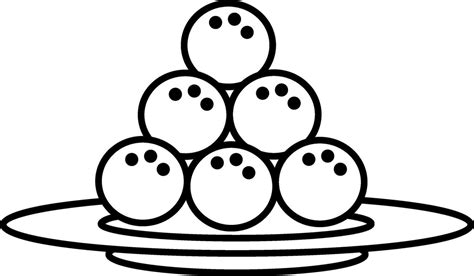 Laddu Plate Indian Sweet Icon In Black Outline Style Vector