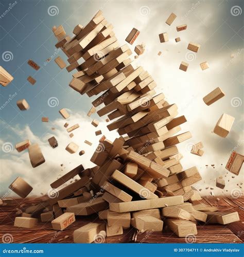 A Jenga Tower Falling Down Stock Illustration Illustration Of Sadness