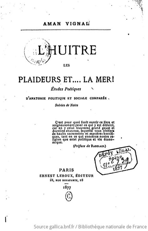 L huître les plaideurs et la mer études poétiques d anatomie