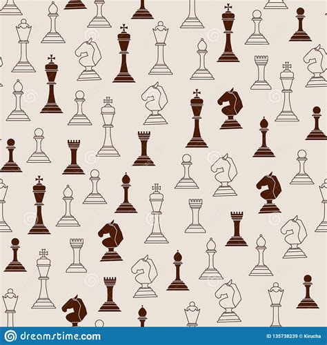 Chess Pieces Seamless Background Stock Illustration Illustration Of