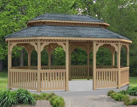 Red Cedar Double Roof 8-Sided Oval Gazebos | Gazebos by Style | GazeboCreations.com